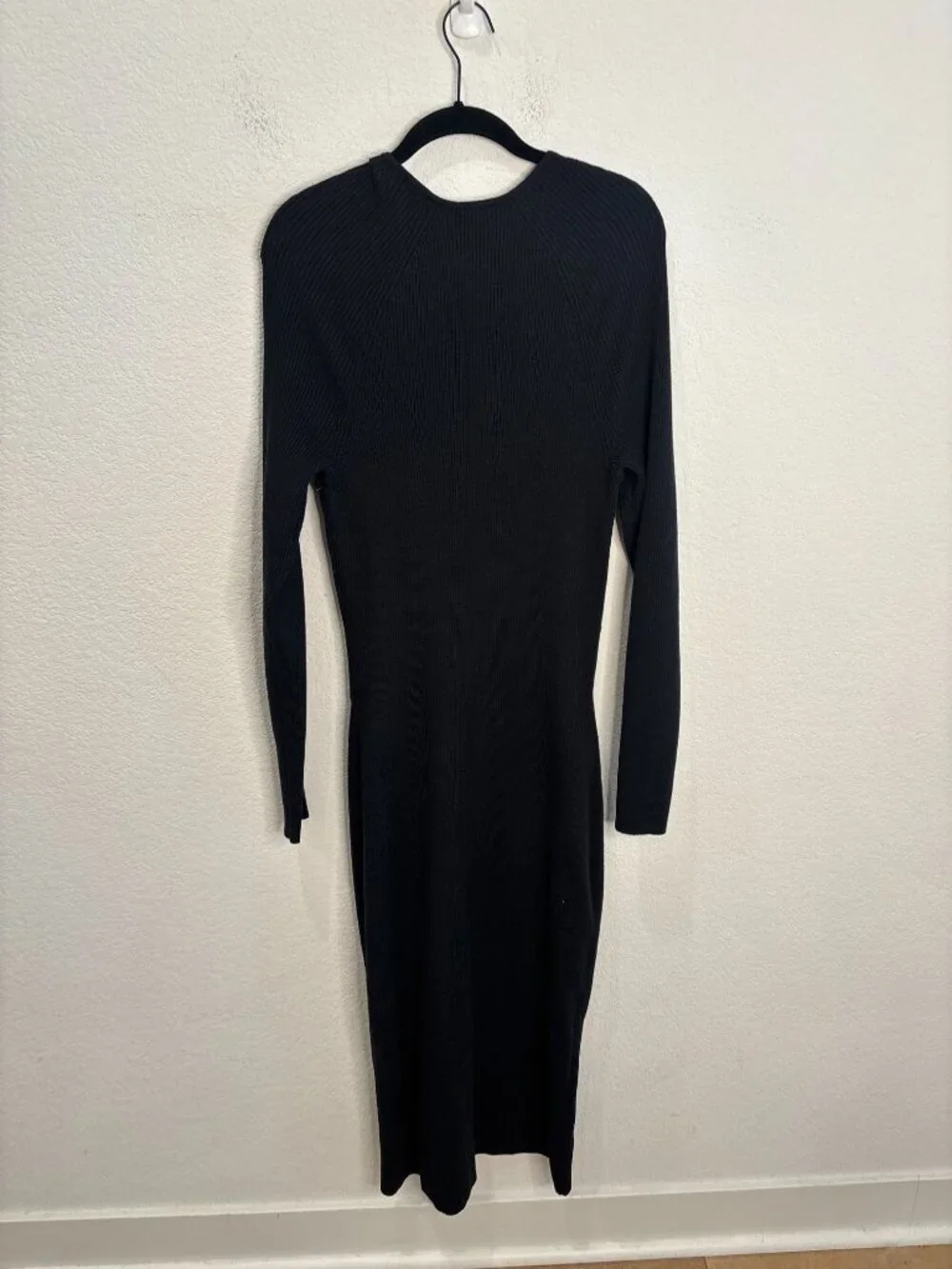 Abercrombie & Fitch Ribbed Knit Cut Out Maxi Dress Women’s Size XL Tall Black Lo